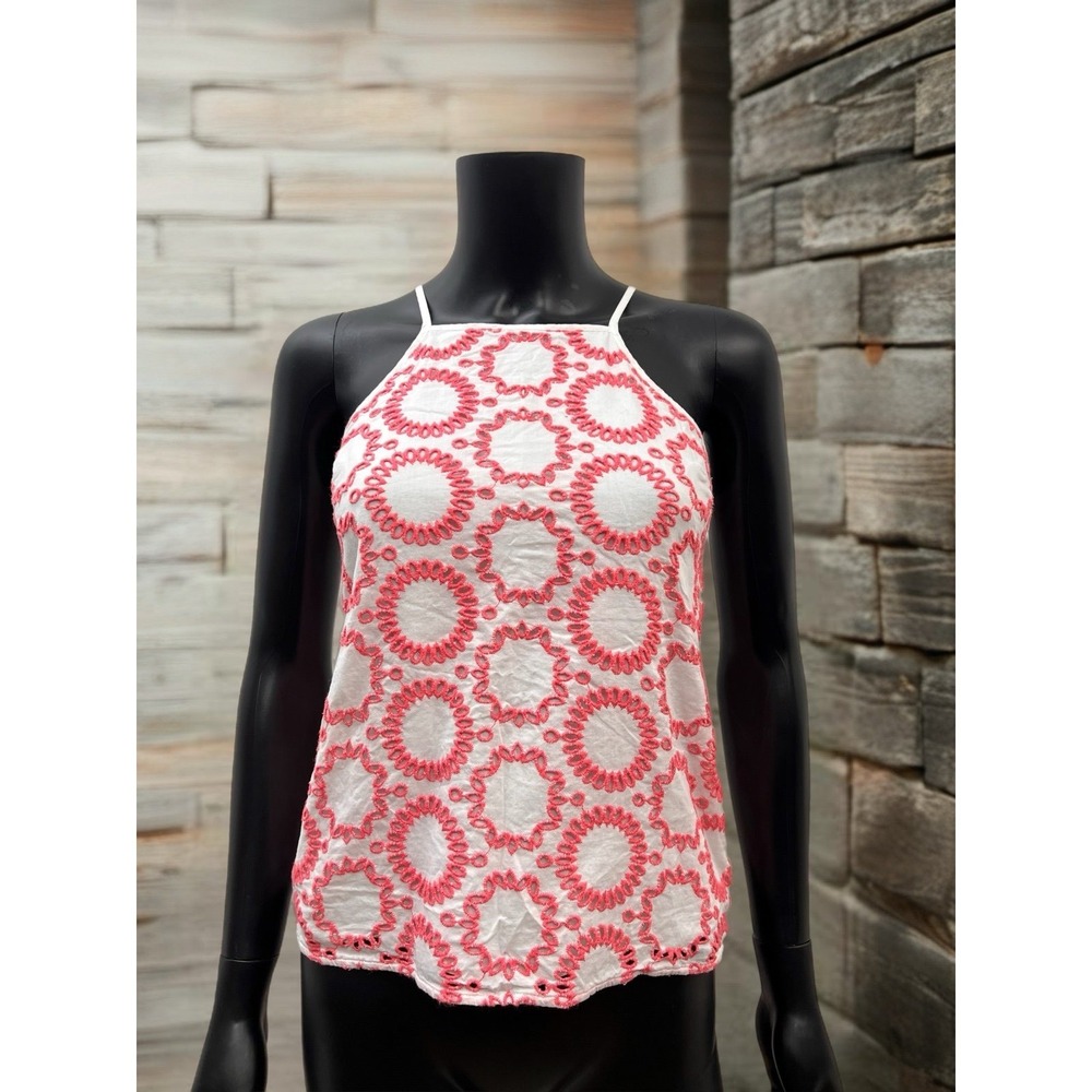 Banana Republic Milly Collection‎ XS Embroidered Cotton Halter Tank Top